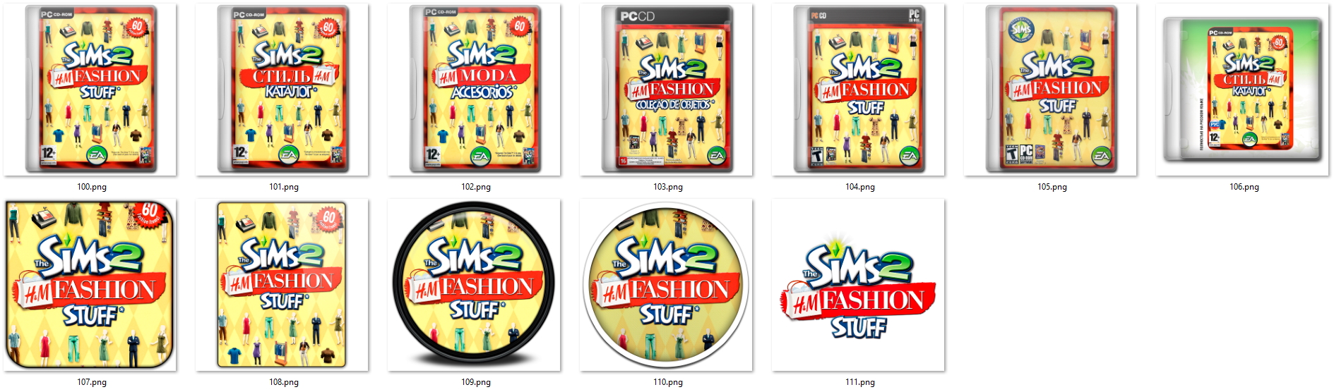 Иконки из набора к игре Sims 2 H&M Fashion Stuff