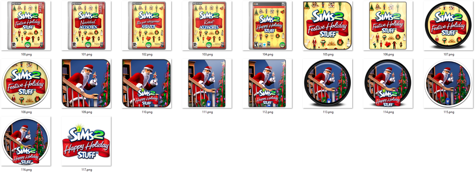 Иконки из набора к игре The Sims 2 Festive Holiday Stuff