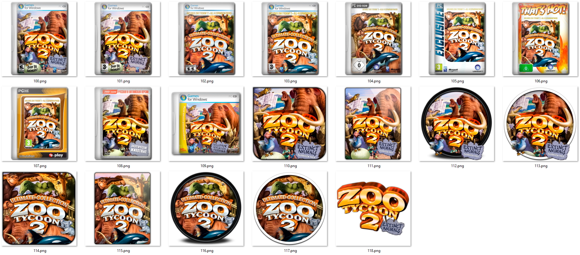 Иконки из набора к игре Zoo Tycoon 2 Extinct Animals