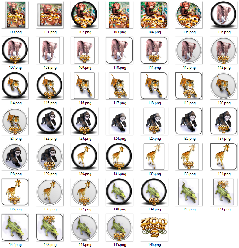Иконки из набора к игре Zoo Tycoon 2