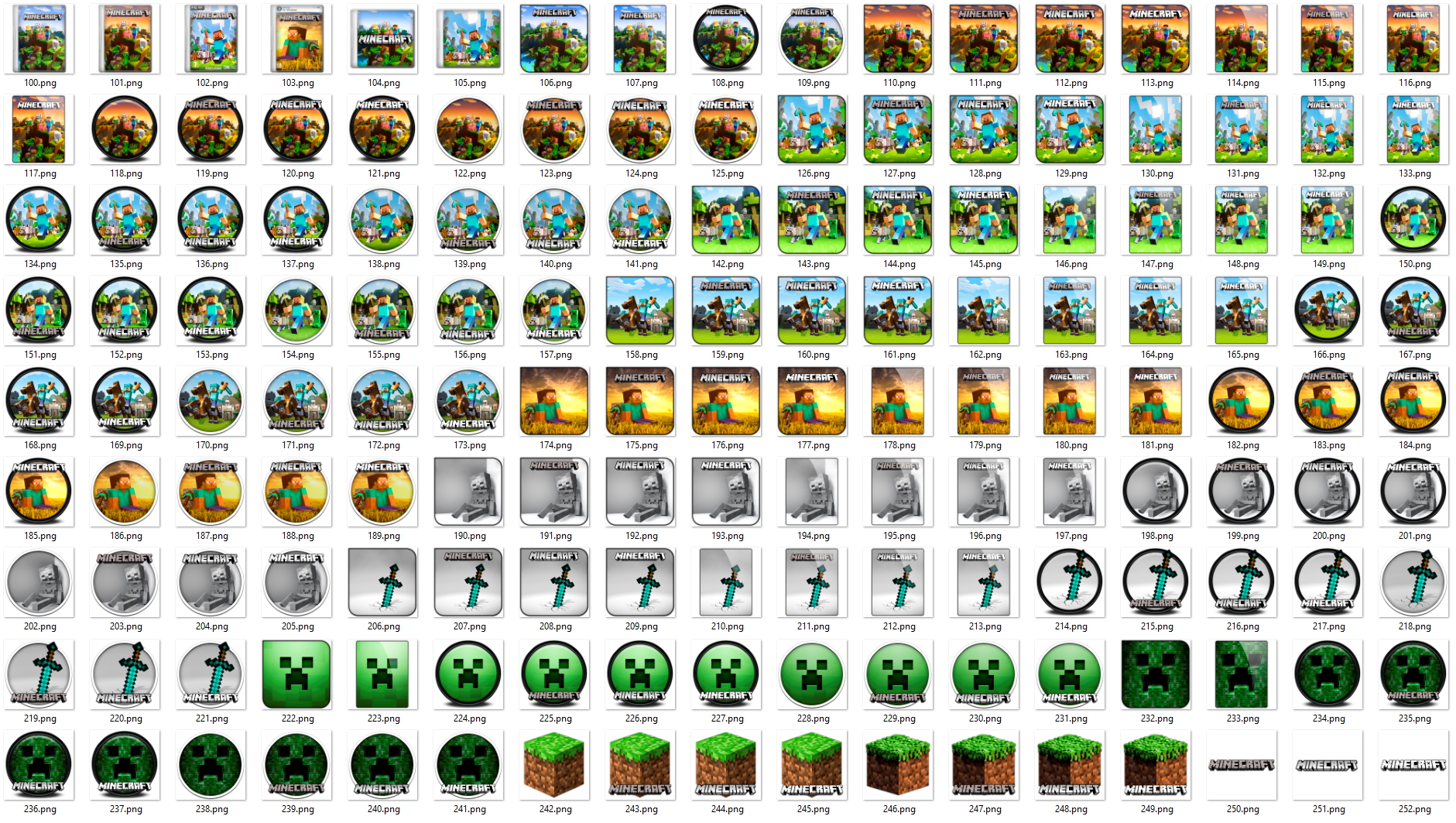 Иконки из набора к игре Майнкрафт