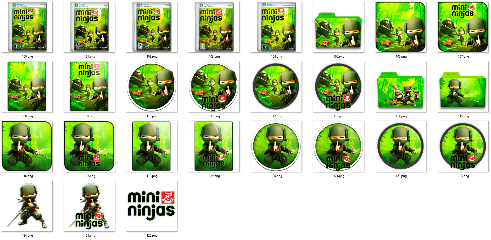 Иконки из набора к игре Mini Ninjas