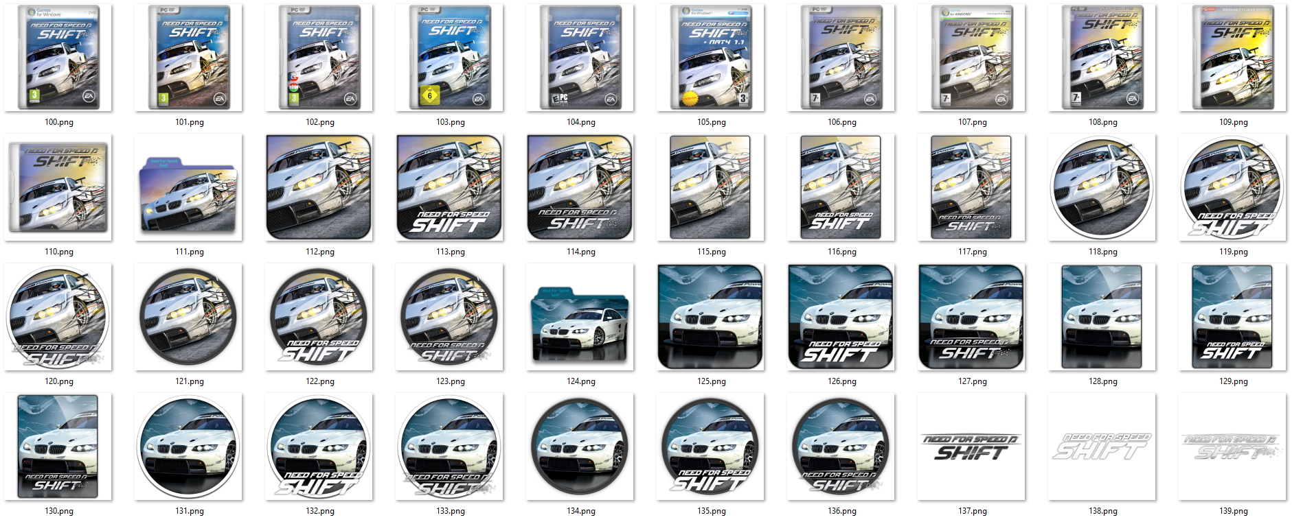 Иконки из набора к игре Need For Speed Shift