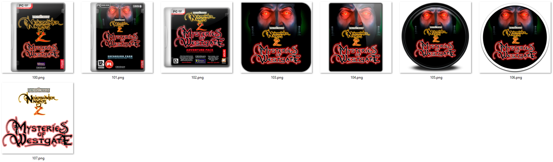 Иконки из набора к игре Neverwinter Nights 2 Mysteries Of Westgate