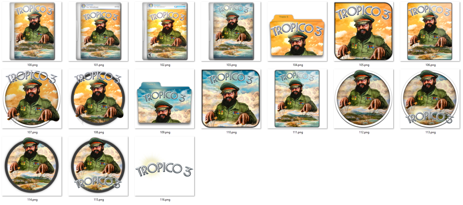 Иконки из набора к игре Тропико 3